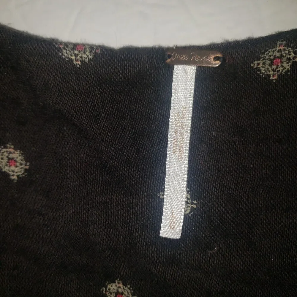 FREE PEOPLE Black Embroidered Romper Womens Size Large